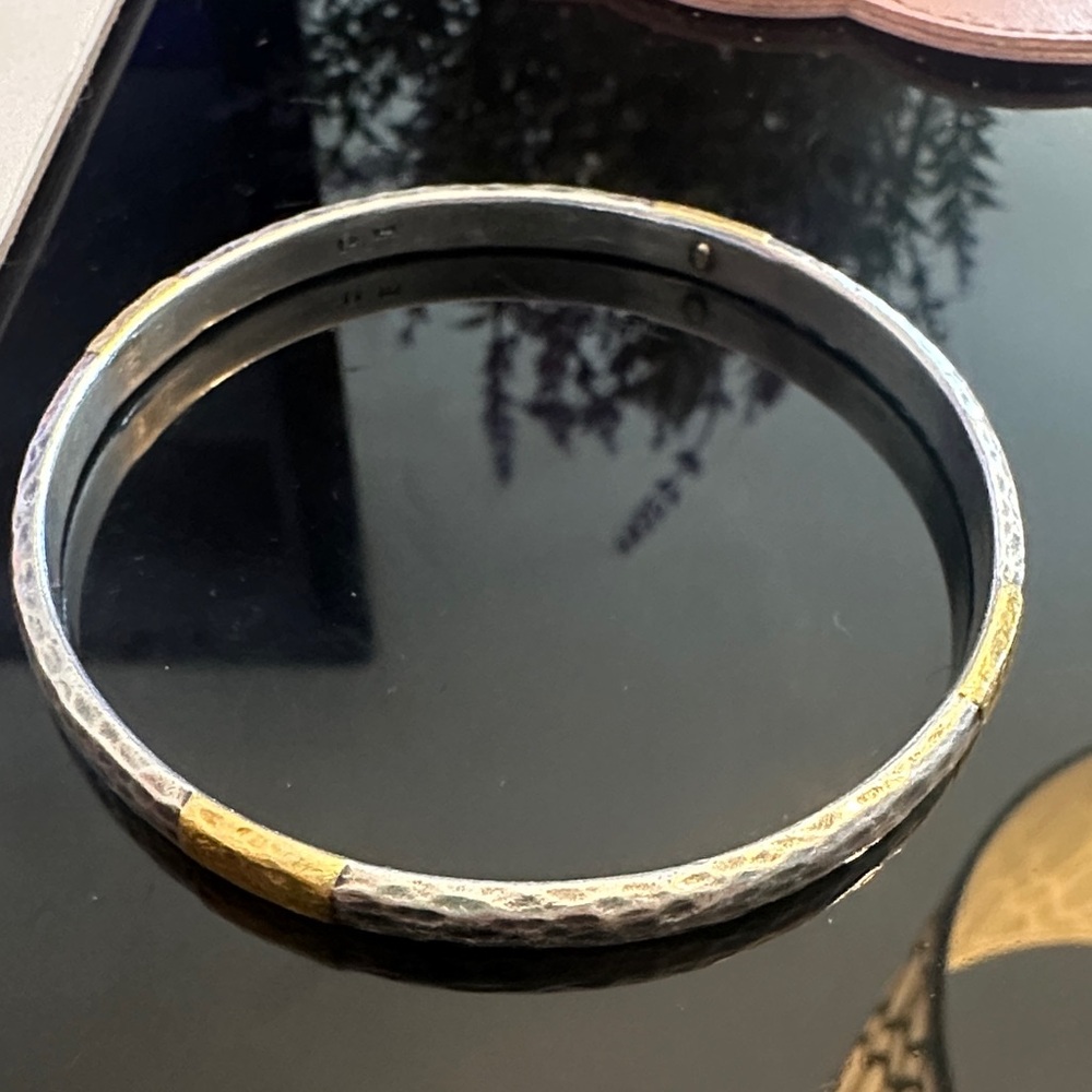925 silver with 24kL gold bangle bracelet